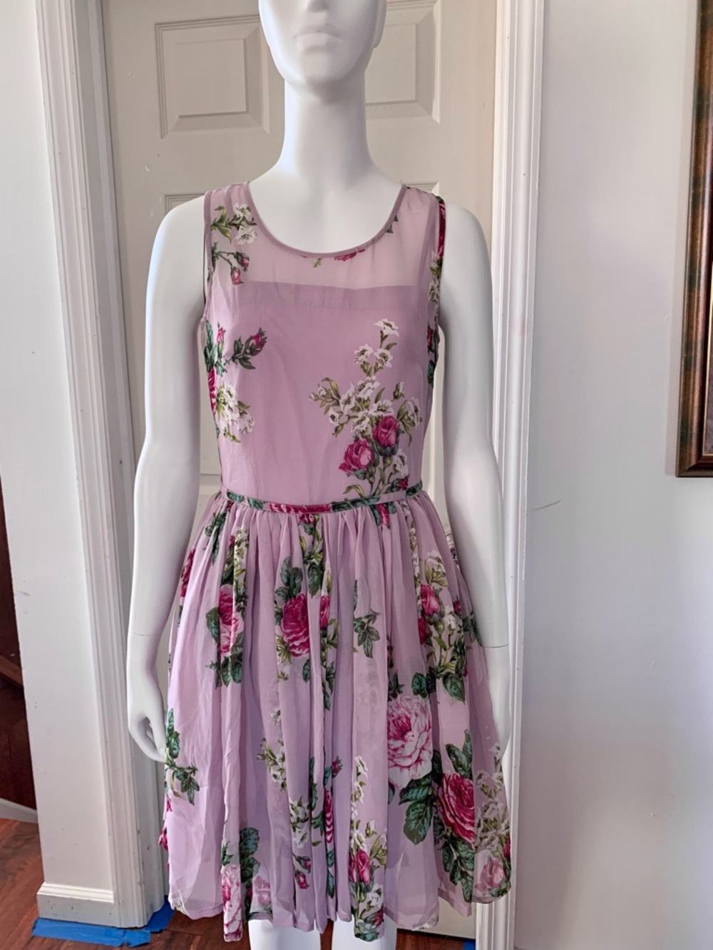 ASOS Purple Floral Sleeveless Chiffon Midi Dress